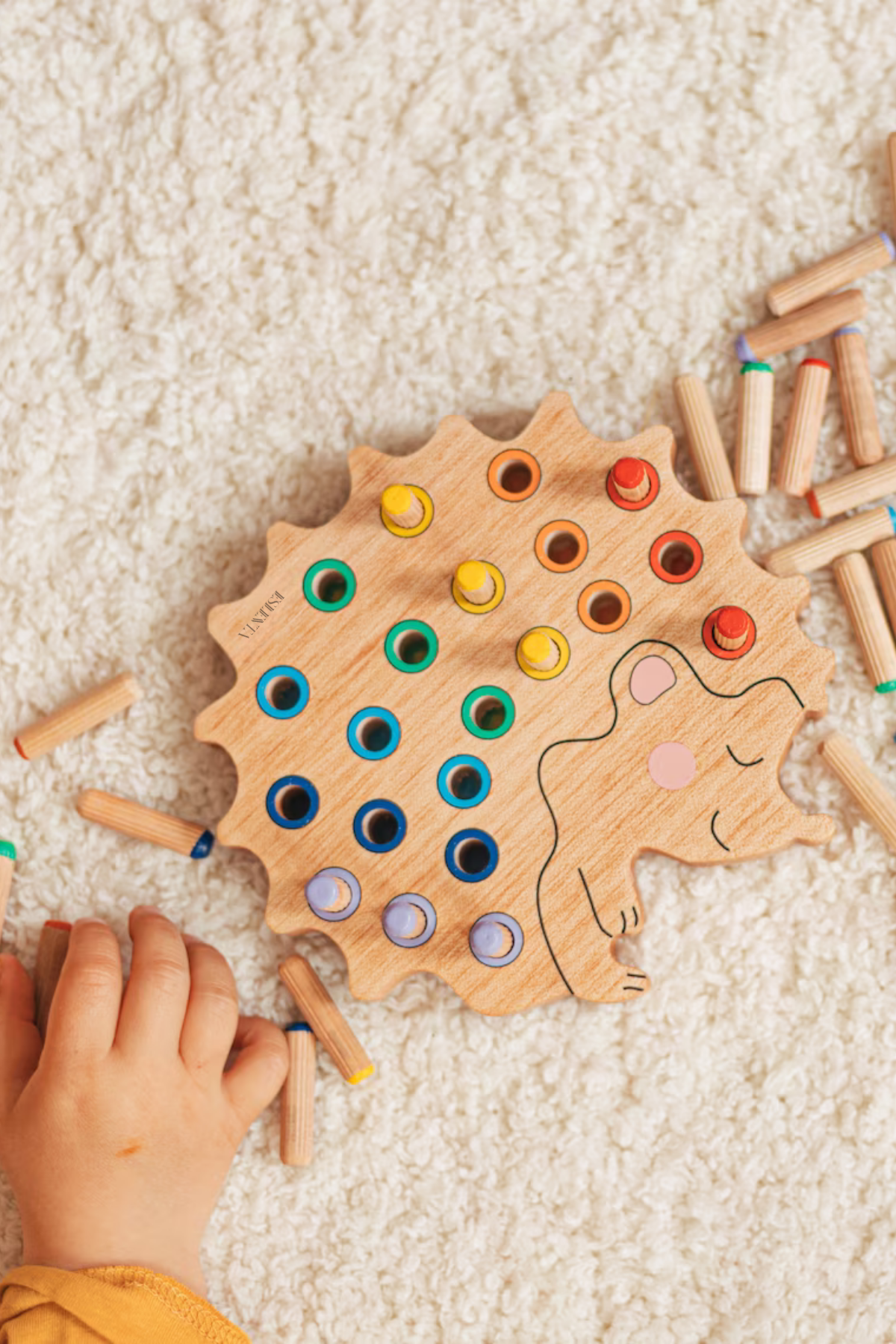 Montessori Ahşap Egitici Oyuncak Kirpi, Renk Eşleştirme