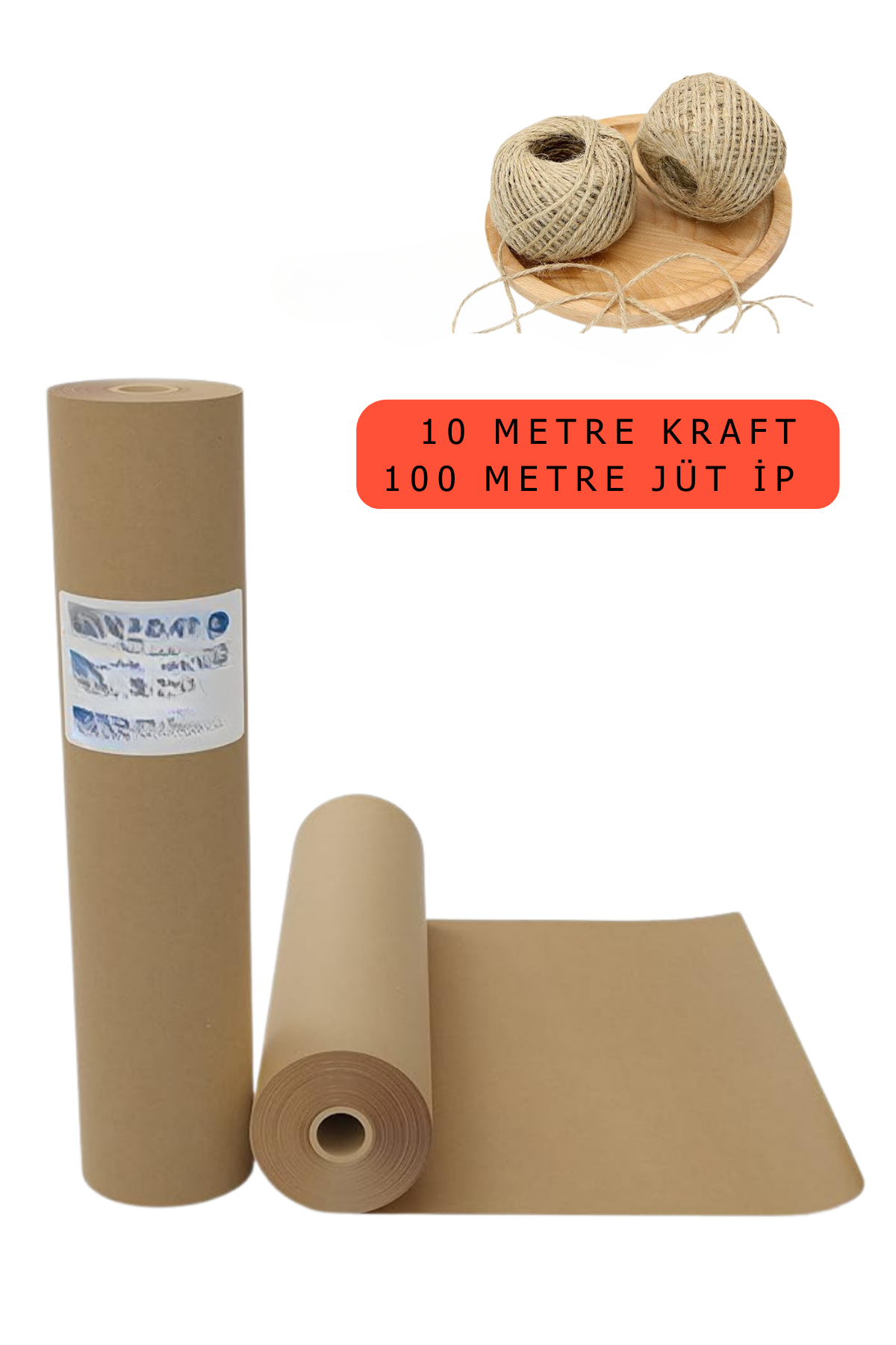 10 Metre Kraft Rulo Ambalaj Kağıdı ve 100 Metre Jüt Paketleme İpi
