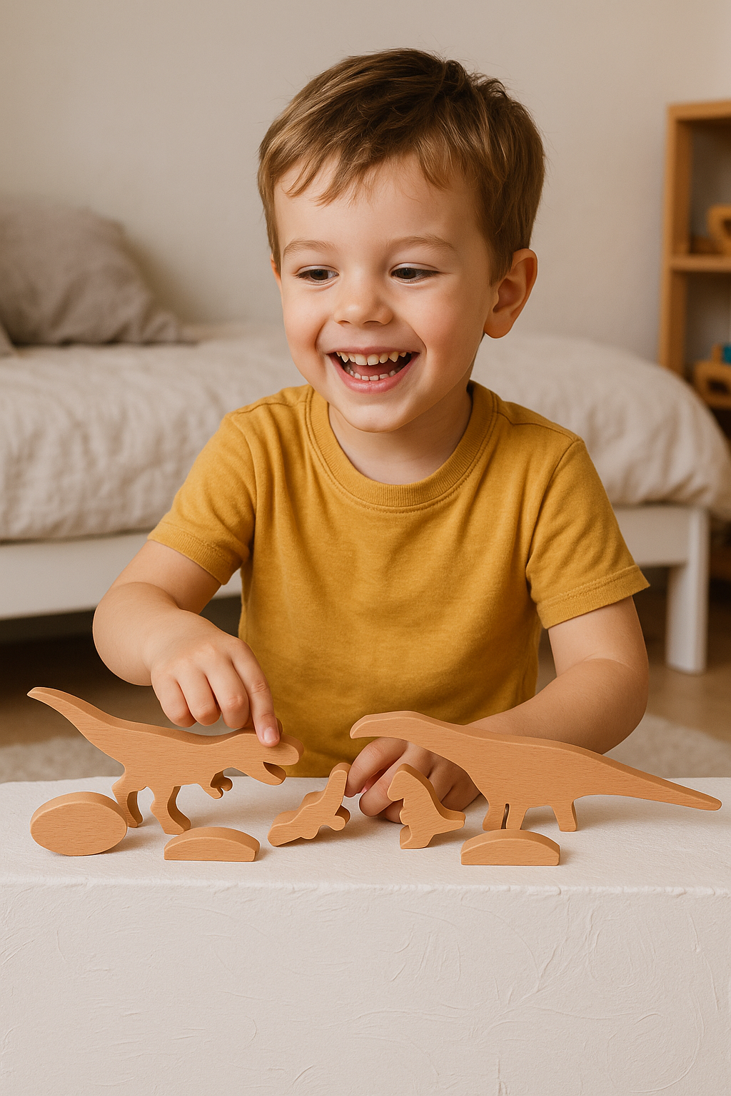 Ahşap Oyuncak Diplodocus & T-Rex  Dİnazor Set