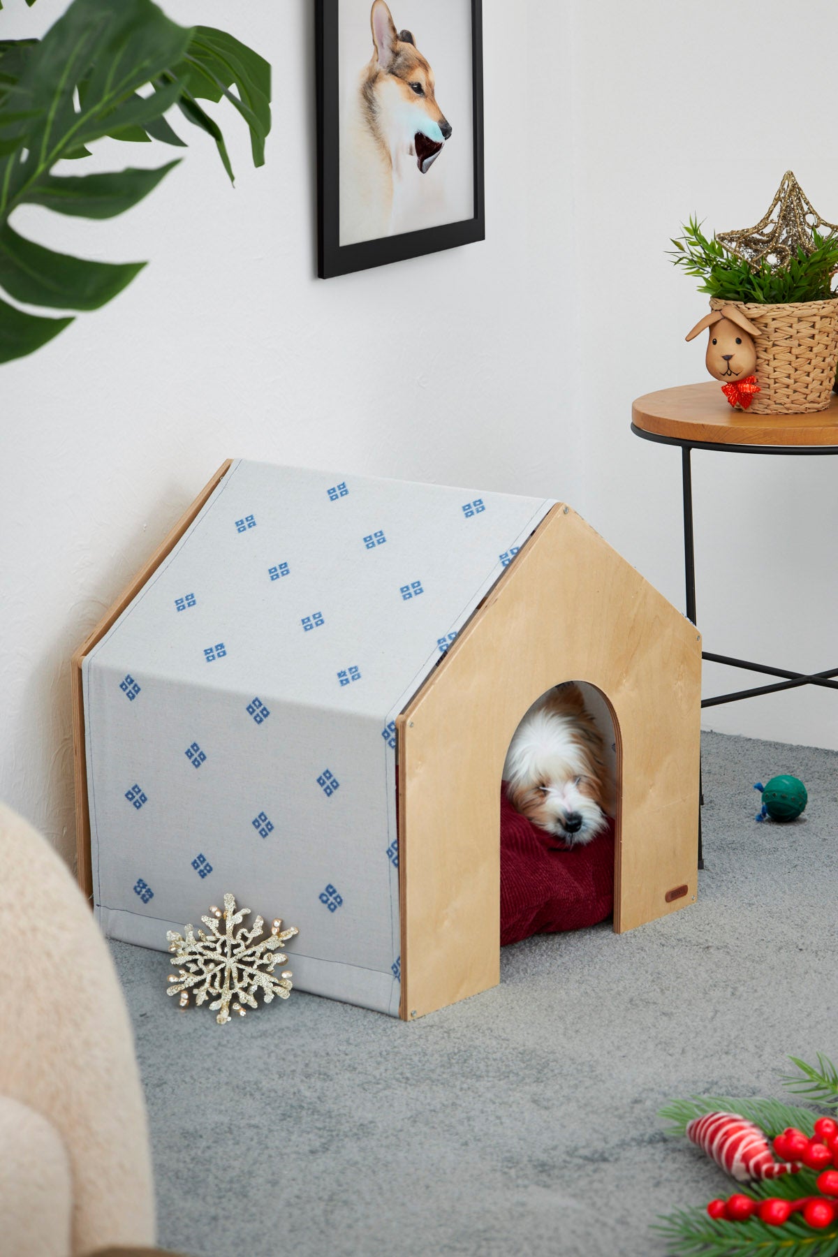 Demonte Ahşap Hava Alabilen Kedi ve Köpek Evi Mavi