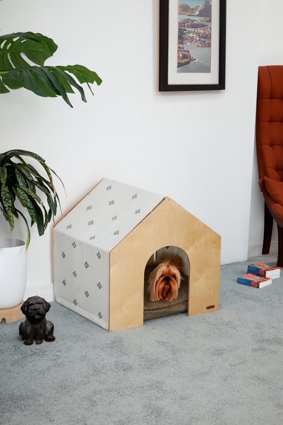 Demonte Ahşap Hava Alabilen Kedi ve Köpek Evi Gri