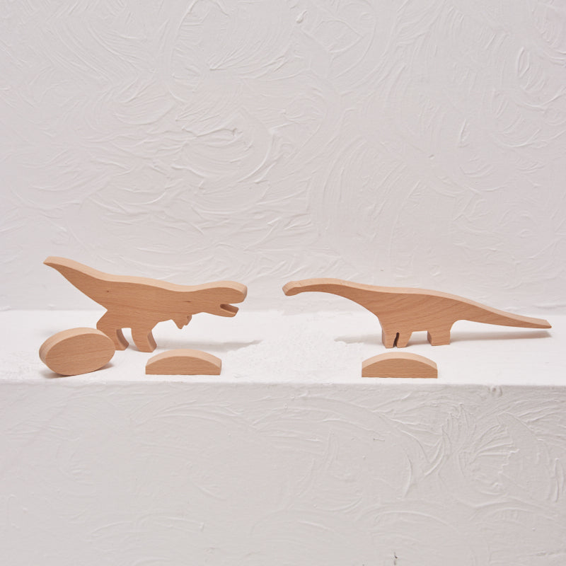Ahşap Oyuncak Diplodocus & T-Rex  Dİnazor Set