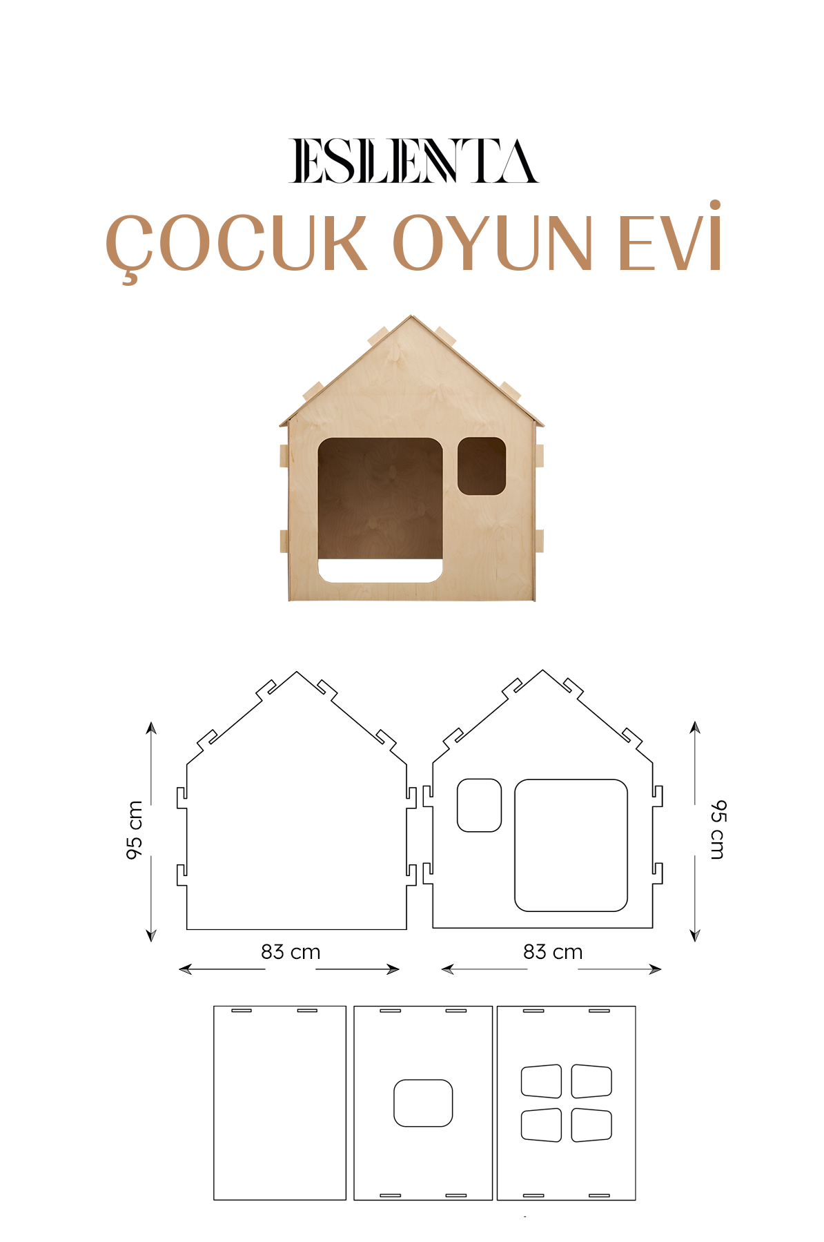 Yazı Tahtalı Demonte Ahşap Oyun Evi