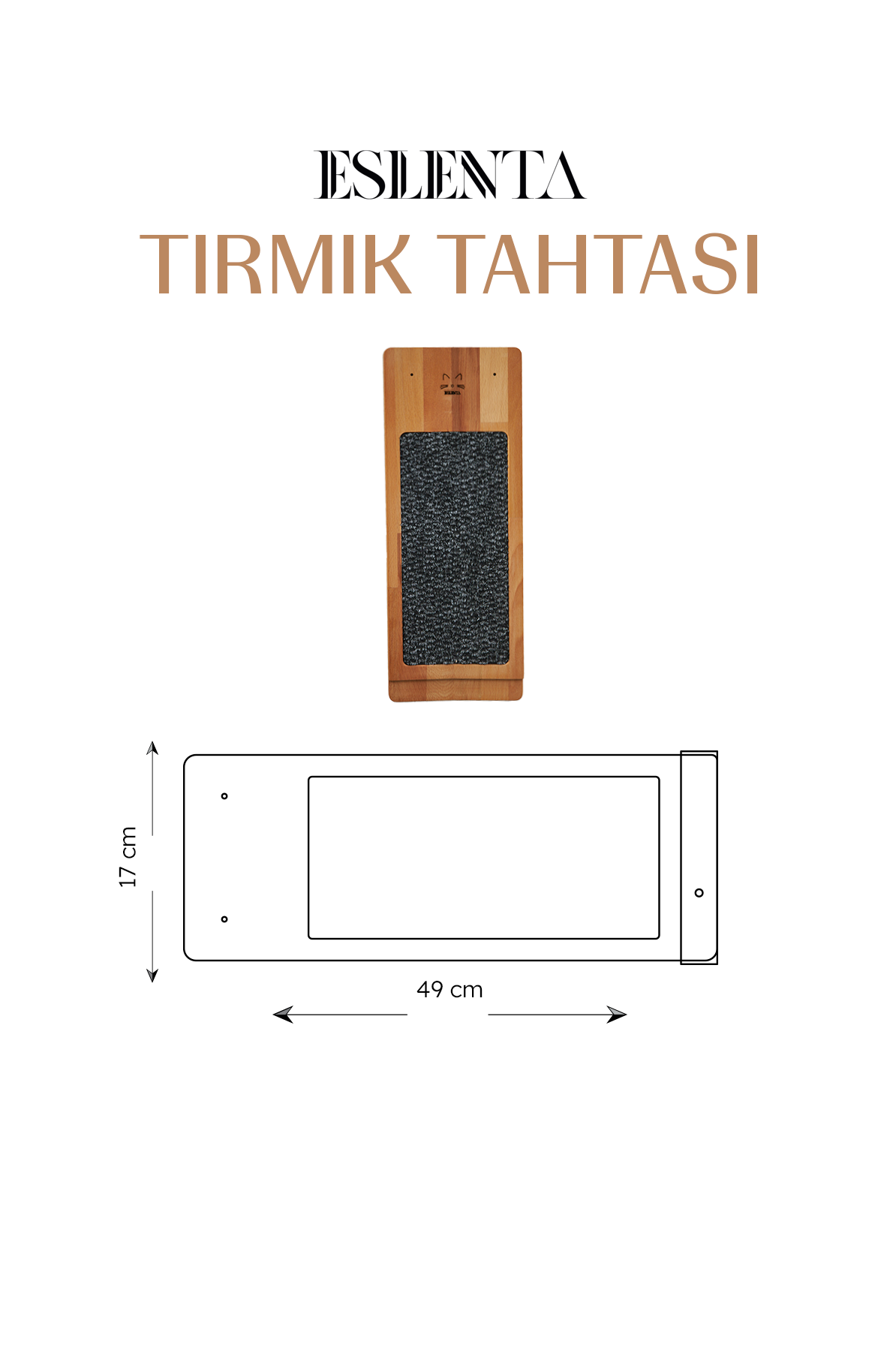 Duvara Monte Masif Ahşap Doğal Kedi Tırmalama Tahtası